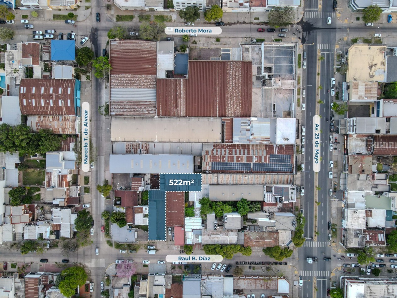 Terreno de 522 m² con galpon a 70 m de Av. 25 de Mayo