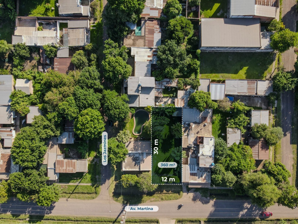 Terreno de 12x30 con frente a Av. Martina, parquizado | Villa Rio Negro